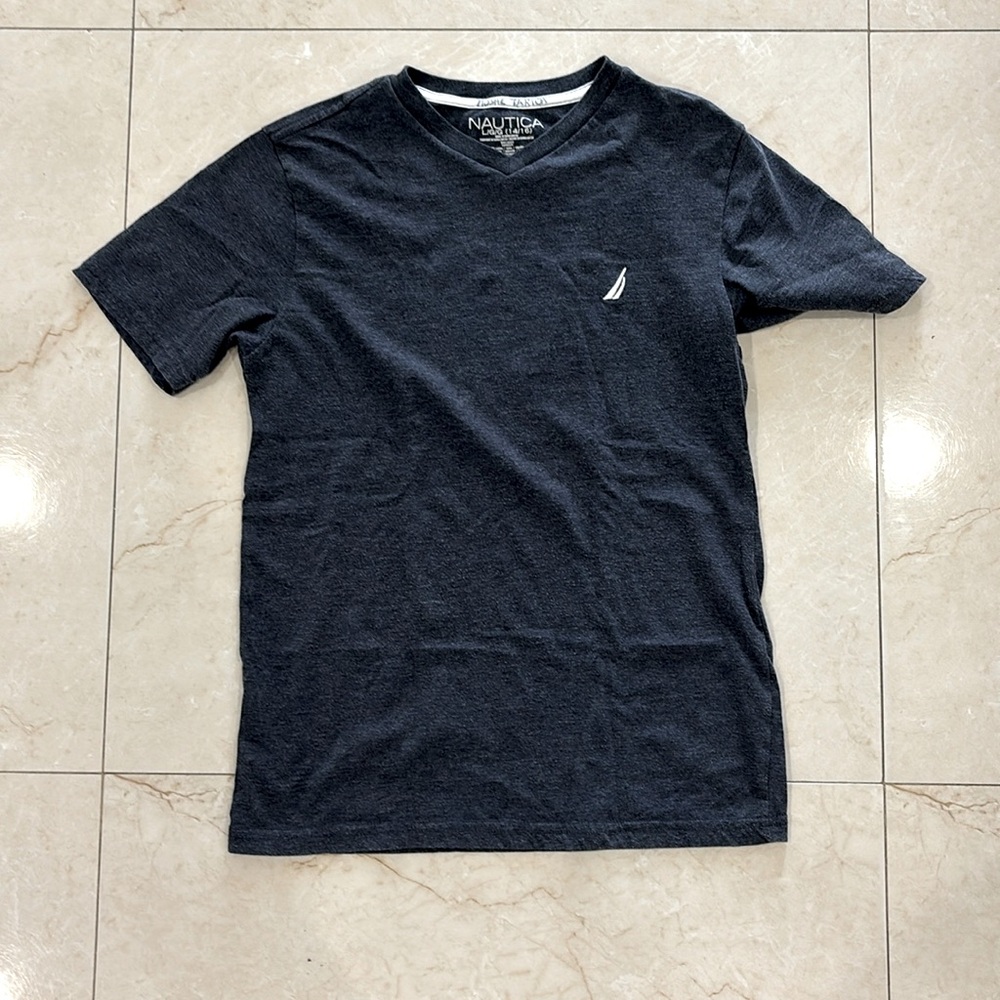 Navy v neck tee shirt